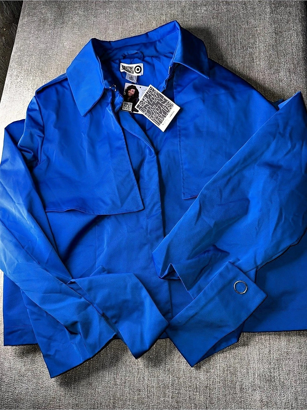 Black History Month x Samantha Black Blue Cropped Trench Jacket – 2X NWT
